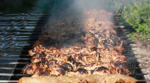 Cooking grilled pork Video stock 23021137