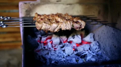 Cooking Grilled Pork Stock-Footage 41385378