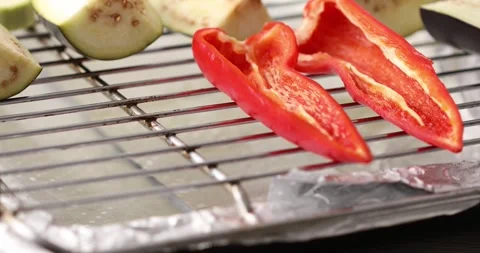Cooking grilled vegetables. Stock Footage 250020026