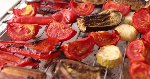 Cooking grilled vegetables. Stock Footage 250020077