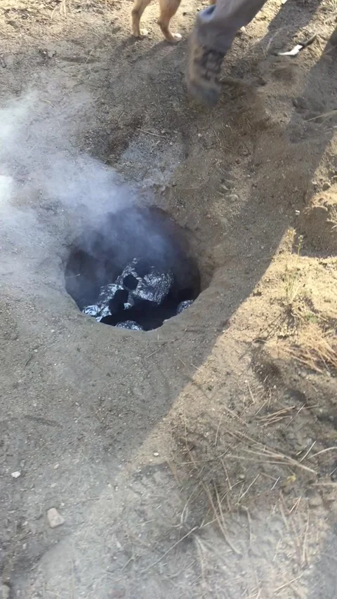 Cooking in the Ground Stock Footage 169010560