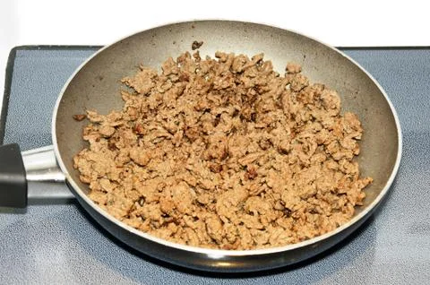 Cooking ground meat Stock Photos