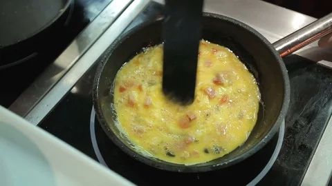 Cooking ham and eggs Stock Footage 71789392