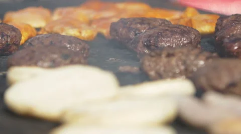 Cooking hamburger on the grill Stock Footage 56964291