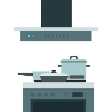 Cooking hob with extractor fan vector flat isolated Illustrazione stock