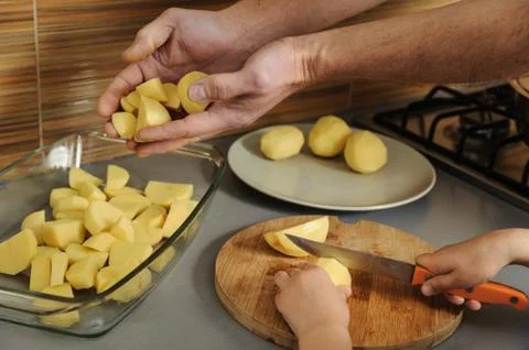 Cooking at home kitchen. Stock Photos