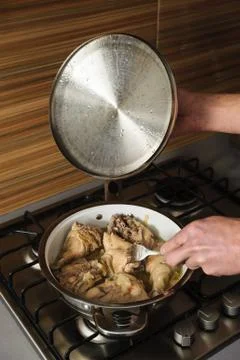 Cooking at home kitchen. Stock Photos