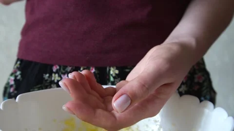 Cooking at home. Making dough with eggs for baking cake Stock Footage 157780586
