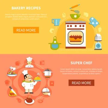 Cooking Horizontal Banners 스톡 일러스트