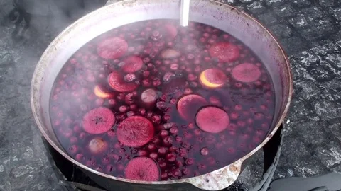 Cooking hot mulled wine. Stock Footage 75802491
