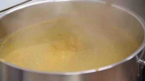 Cooking Hot Soup in a Pot /  Preparing Food  Видео 132190564
