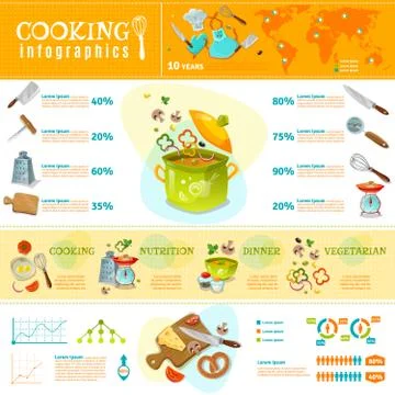Cooking Infographics Flat Layout Stock Illustration
