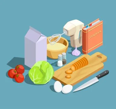 Cooking Isometric Elements Set Illustrazione stock