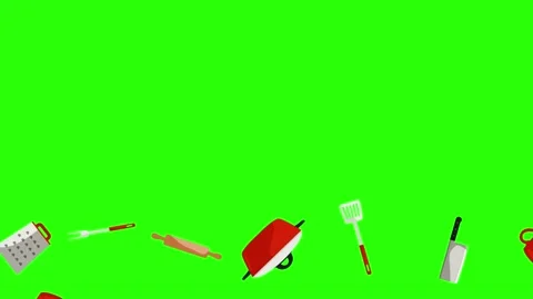 Cooking item tools, green screen chroma key animation Stock Footage 143697208