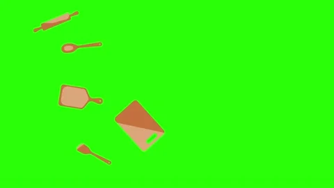 Cooking item tools, green screen chroma key animation Stock Footage 143697339