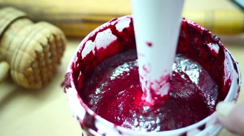 Cooking jam of bilberry berries Stock Footage 61961931