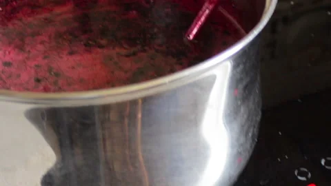 Cooking jam in a saucepan Stock Footage 111836368