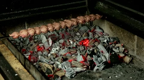 Cooking a kebab on the grill Stock Footage 59185859