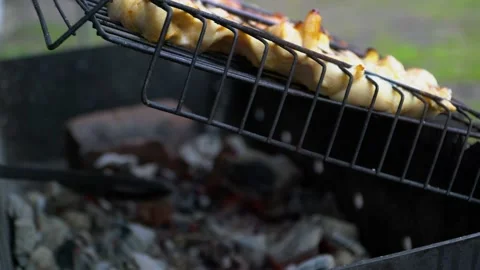 Cooking kebab on the grill Stock Footage 110730732