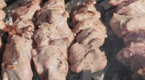 Cooking kebabs 스톡 동영상 51327775
