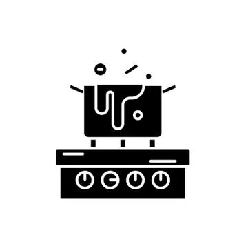 Cooking in the kitchen black icon, vector sign on isolated background. Cooking Stock Illustration