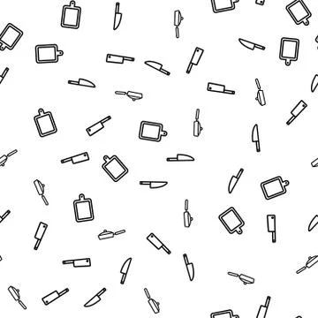 Cooking Kitchen Elements Seamless Pattern Vector Stock Illustration