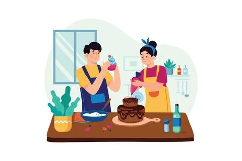 Cooking &amp; Kitchen Illustration concept. A flat illustration isolated on whi.. Stock Illustration