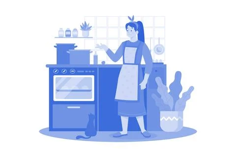Cooking &amp; Kitchen Illustration concept. A flat illustration isolated on whi.. Stock Illustration