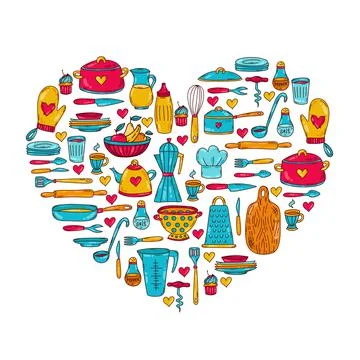 Cooking kitchen vector icons Stock Illustration