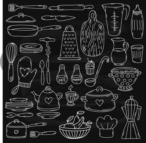 Cooking kitchen vector icons Stock Illustration