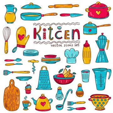 Cooking kitchen vector icons Illustrazione stock