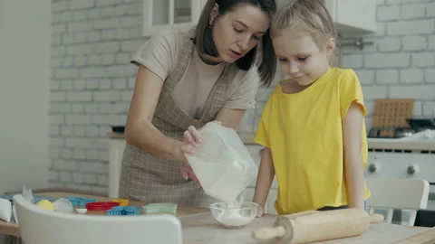 Cooking in the kitchen with your child Stock Footage 148191158