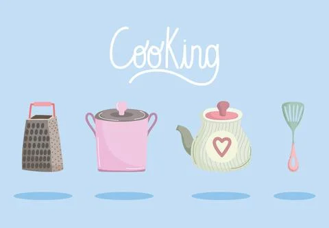 Cooking kitchenware set Stock Illustration