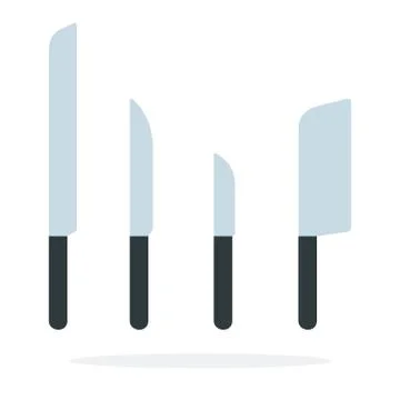 Cooking knives of different sizes vector flat isolated Stock Illustration