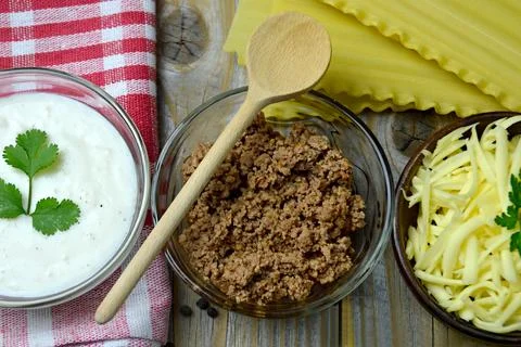 Cooking lasagna Foto stock