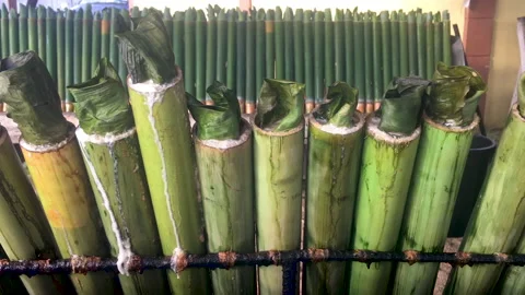 Cooking Lemang Stock Footage 143950924