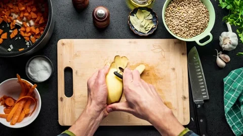 Cooking lentil soup process timelapse video 4k Stock Footage 221932267