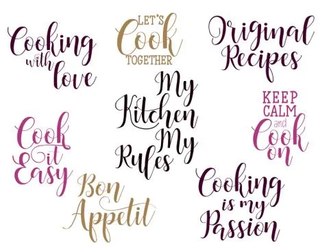 Cooking lettering set. Hand drawn vector illustration. Stock Illustration