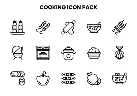 Cooking Line Graphics Icons Pack Stock Illustration
