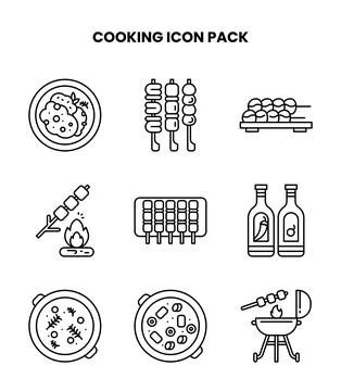 Cooking Line Graphics Icons Pack Stock Illustration