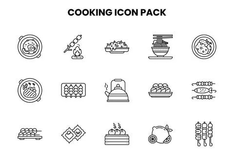 Cooking Line Icons Pack Stock Illustration