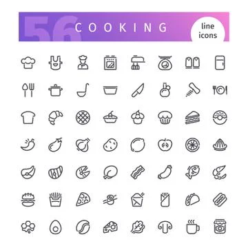 Cooking Line Icons Set Stock Illustration