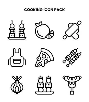 Cooking Line UI Icons Pack Stock Illustration