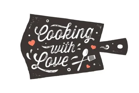 Cooking with Love. Kitchen poster. Kitchen wall decor, sign, quote Stock Illustration
