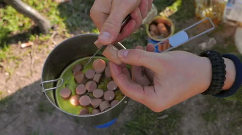 Cooking lunch in the wild Stock Footage 49683098