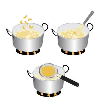 Cooking macaroni Stock Illustration