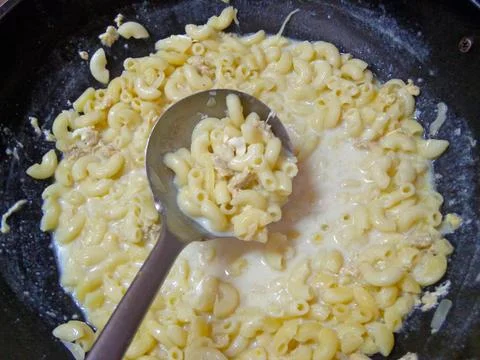 Cooking macaroni in a pan Foto stock