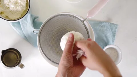Cooking making cottage cheese Video stock 246876249