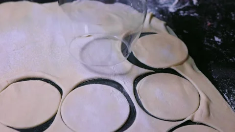 Cooking, making dough circles, smooth shapes Stock Footage 196592200