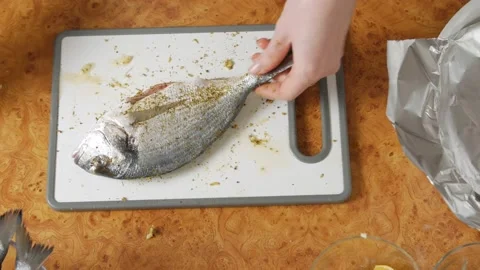 Cooking Marinating Fish Stock Footage 146735975